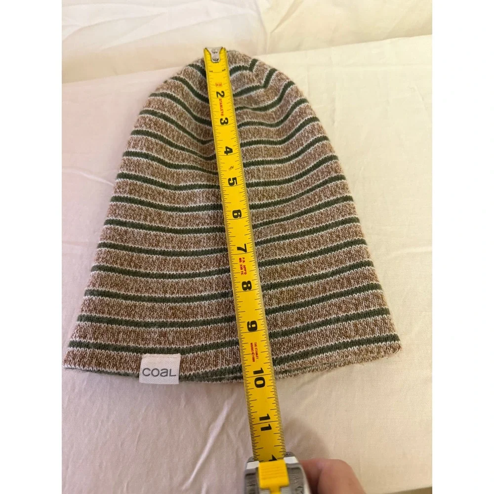Coal Beanie Hat Unisex OS Brown Green Striped Knit Made in USA